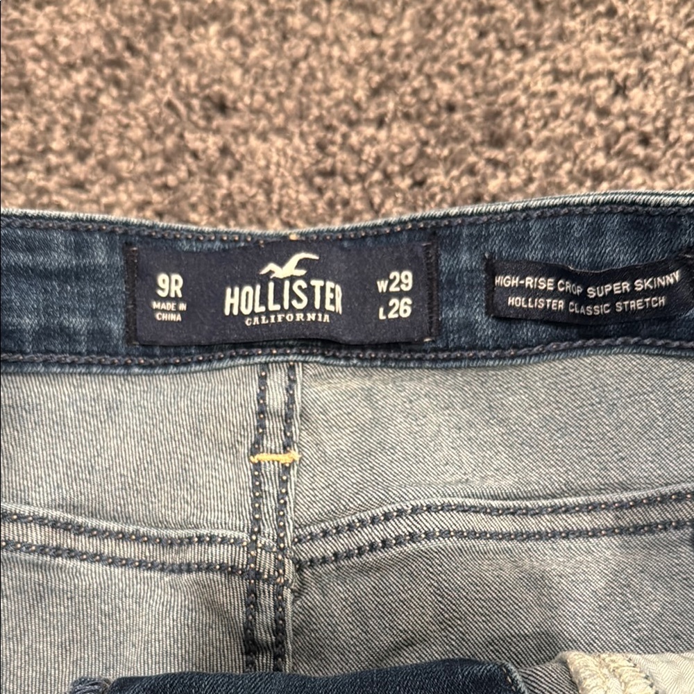 Hollister High-Rise Crop Super Skinny Classic Stretch Lace up Blue Jeans 9R EUC - Picture 5 of 8